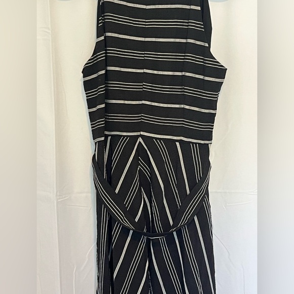 Tommy Hilfiger Women's Black White Stripe Fit Flare Sleeveless Dress Belted 4 - Picture 4 of 8